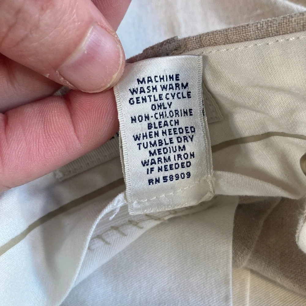 Turnbury Mens Pants 34x29 (Fit 33x27) 100% Linen Cream Pleated Dress Straight